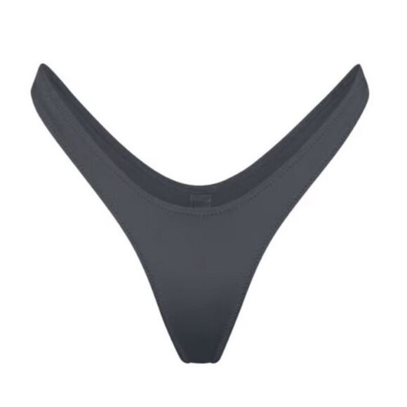 NWT SKIMS Recycled Swim Tanga Cheeky Thong Bikini Bottom In Gunmetal Gray Bikini - Picture 7 of 7